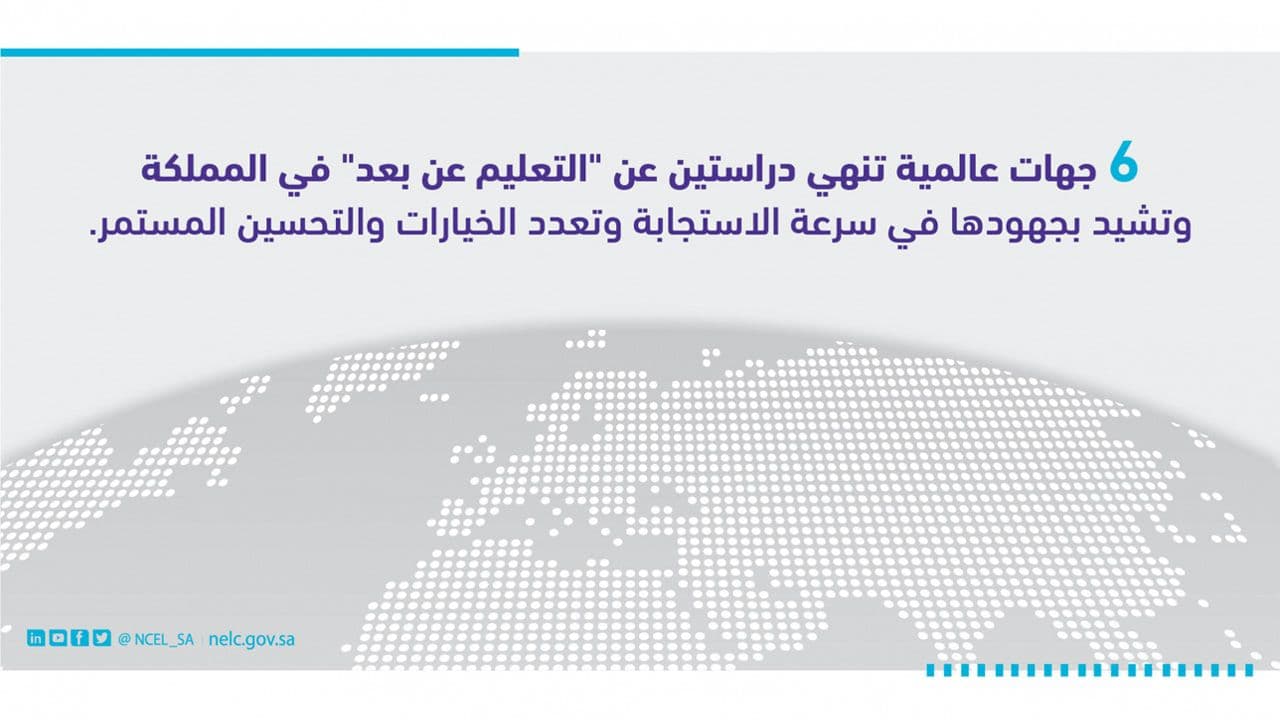 6 جهات عالمية تشيد بجهود المملكة في "التعليم الإلكتروني"